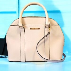Steve MADDEN Satchel Bag Beige Brown Gold Hardware New